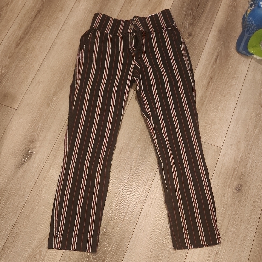 Hollister Black Pants with Red and White Stripes